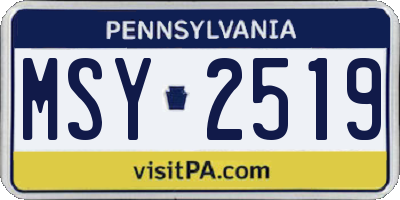 PA license plate MSY2519