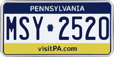 PA license plate MSY2520