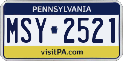 PA license plate MSY2521