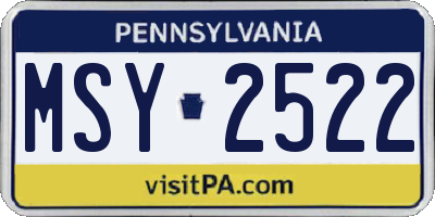 PA license plate MSY2522