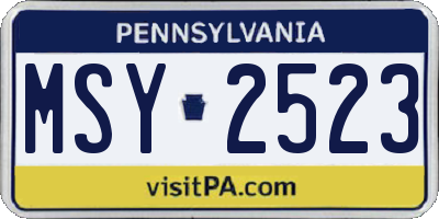 PA license plate MSY2523