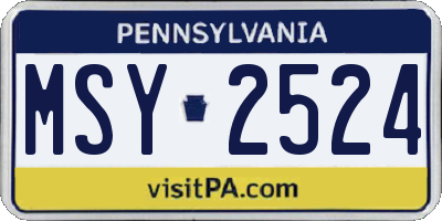 PA license plate MSY2524