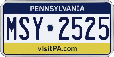 PA license plate MSY2525