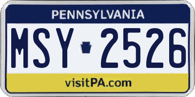 PA license plate MSY2526