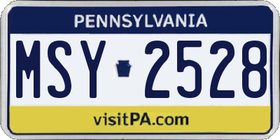 PA license plate MSY2528