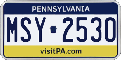 PA license plate MSY2530