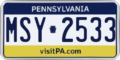 PA license plate MSY2533
