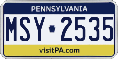 PA license plate MSY2535