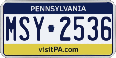 PA license plate MSY2536