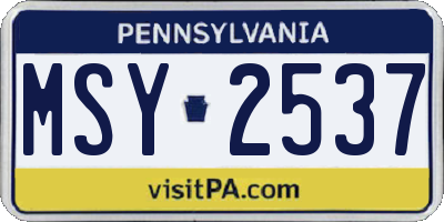 PA license plate MSY2537