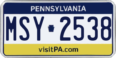 PA license plate MSY2538