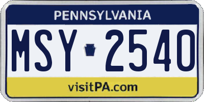 PA license plate MSY2540