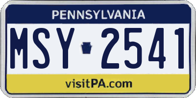 PA license plate MSY2541