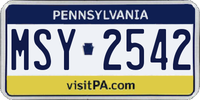 PA license plate MSY2542