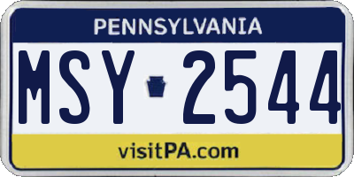 PA license plate MSY2544