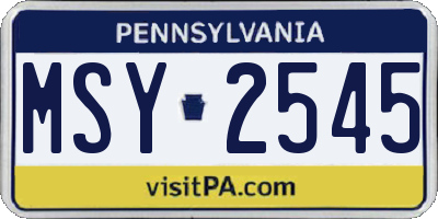 PA license plate MSY2545