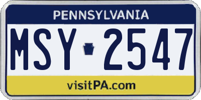 PA license plate MSY2547