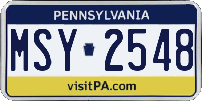 PA license plate MSY2548