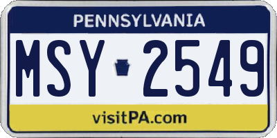 PA license plate MSY2549