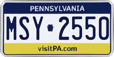 PA license plate MSY2550