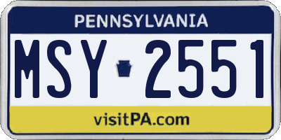 PA license plate MSY2551