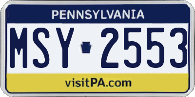 PA license plate MSY2553