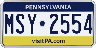 PA license plate MSY2554