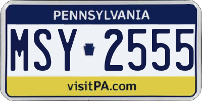 PA license plate MSY2555
