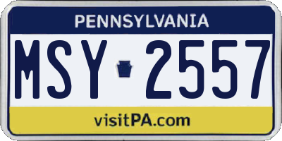 PA license plate MSY2557