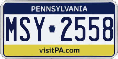 PA license plate MSY2558