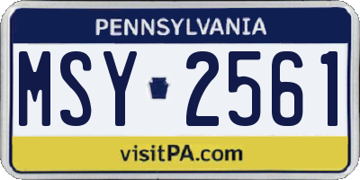 PA license plate MSY2561