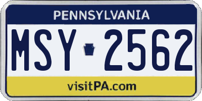 PA license plate MSY2562