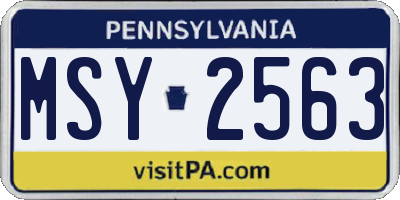 PA license plate MSY2563