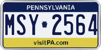 PA license plate MSY2564