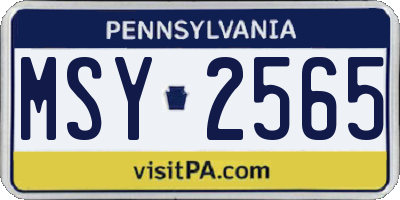 PA license plate MSY2565