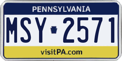PA license plate MSY2571