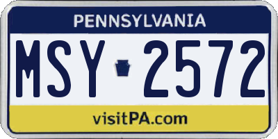 PA license plate MSY2572