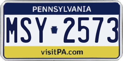 PA license plate MSY2573