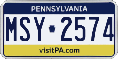 PA license plate MSY2574