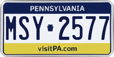 PA license plate MSY2577