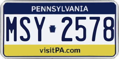 PA license plate MSY2578
