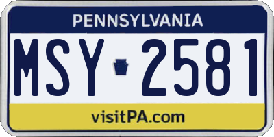 PA license plate MSY2581