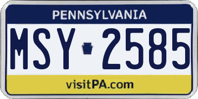 PA license plate MSY2585