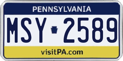 PA license plate MSY2589