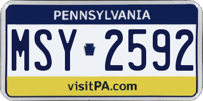 PA license plate MSY2592