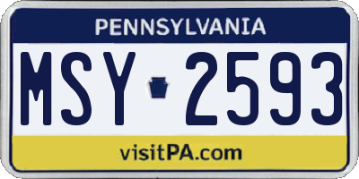 PA license plate MSY2593