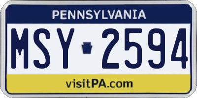 PA license plate MSY2594