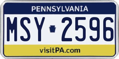 PA license plate MSY2596