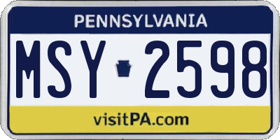 PA license plate MSY2598