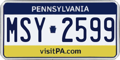 PA license plate MSY2599
